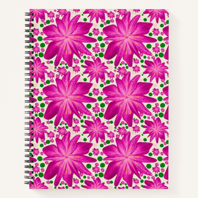 Hot Pink Floral Seamless Pattern Notebook (Front)