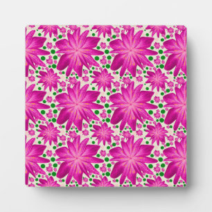 Hot Pink Floral Seamless Pattern Plaque