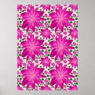 Hot pink floral seamless pattern poster