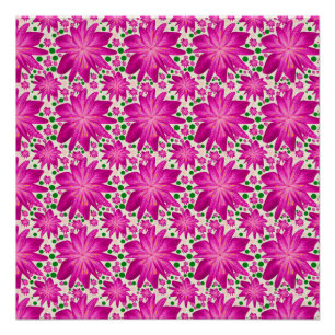 Hot Pink Floral Seamless Pattern  Poster