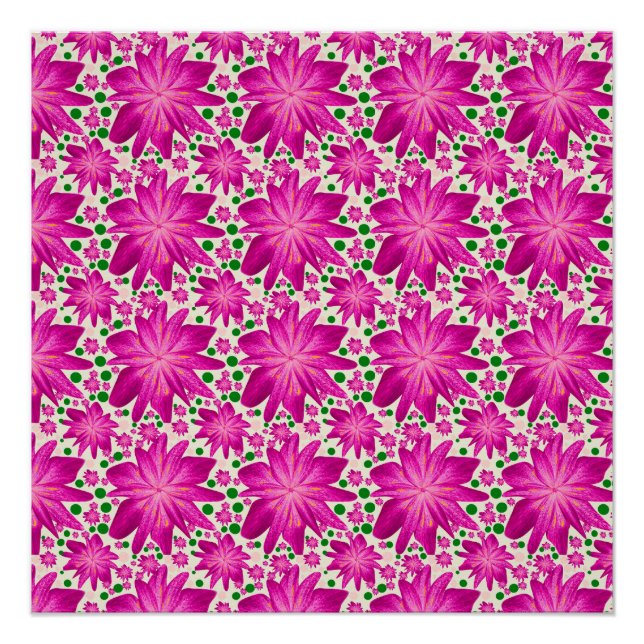 Hot Pink Floral Seamless Pattern  Poster (Front)