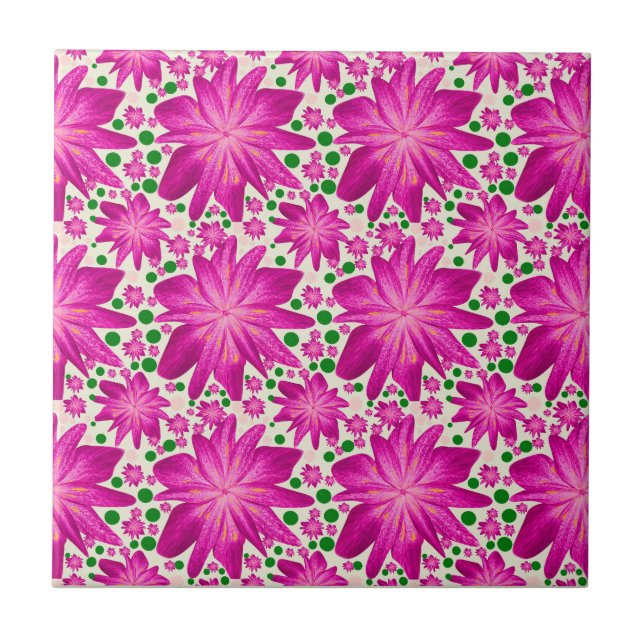 Hot pink floral seamless pattern  tile (Front)