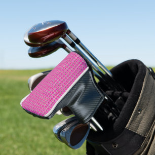 Hot Pink floral seamless pattern with polka dots Golf Head Cover