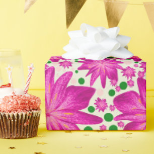 Hot Pink Floral Seamless Pattern Wrapping Paper