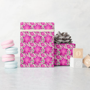 Hot Pink Floral Seamless Pattern Wrapping Paper