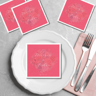 Hot Pink Floral Wedding Napkins