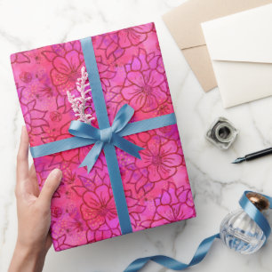 Hot Pink Floral Wrapping Paper
