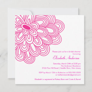 Hot Pink Flower Bridal Shower Invitatio Invitation
