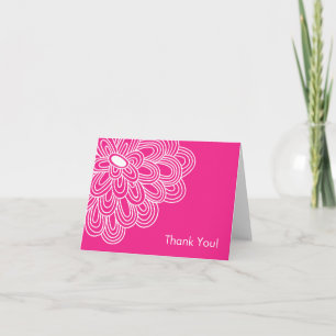 Hot Pink Flower Bridal Shower Thank You Card