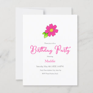 Hot Pink Flower Invitation