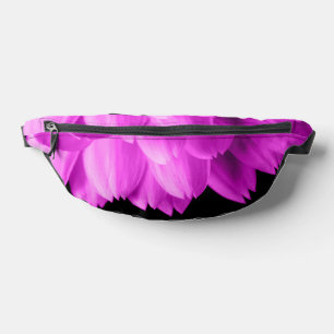 Hot pink flower petals on black bum bags