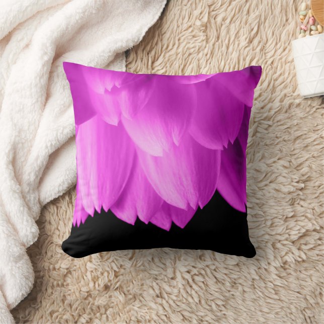Hot pink flower petals on black cushion (Blanket)