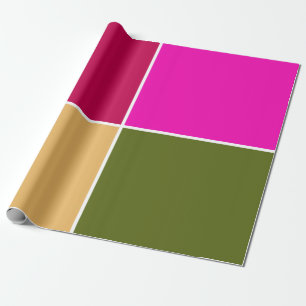 Hot Pink Flower Squares Wrapping Paper