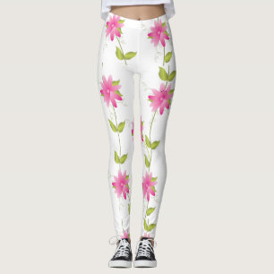 Hot Pink Flowered Leggings
