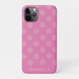 Hot Pink Flowers Boho Pattern Personalised iPhone 11 Pro Case