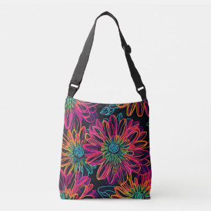 Hot Pink Flowers Crossbody Bag