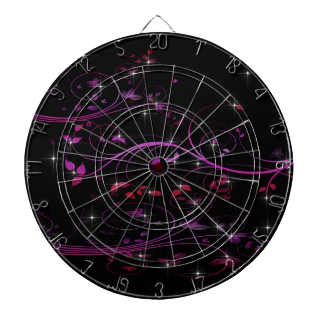 Hot Pink Flowers Dartboard (Front)