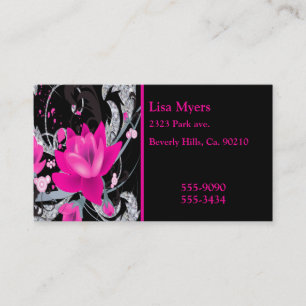 Hot Pink Flowers Diamond Bling Business Card