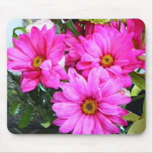 Hot Pink Flowers Mouse Mat