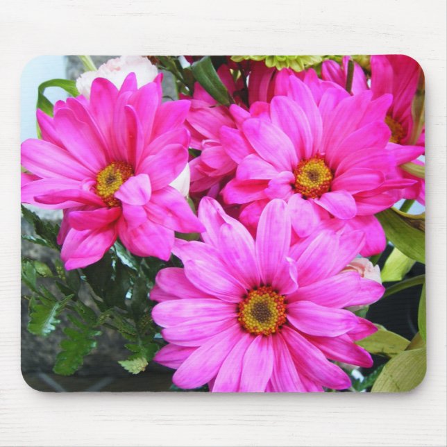Hot Pink Flowers Mouse Mat (Front)