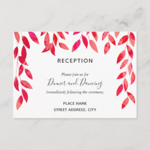 Hot Pink Foliage Wedding Reception Enclosure Card