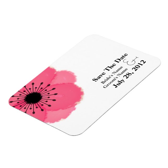 Hot Pink French Anemone Save The Date Magnet (Left Side)