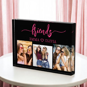 Hot Pink Friends 3 Photo Friendship Collage