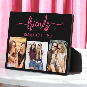 Hot Pink Friends 3 Photo Friendship Collage Plaque