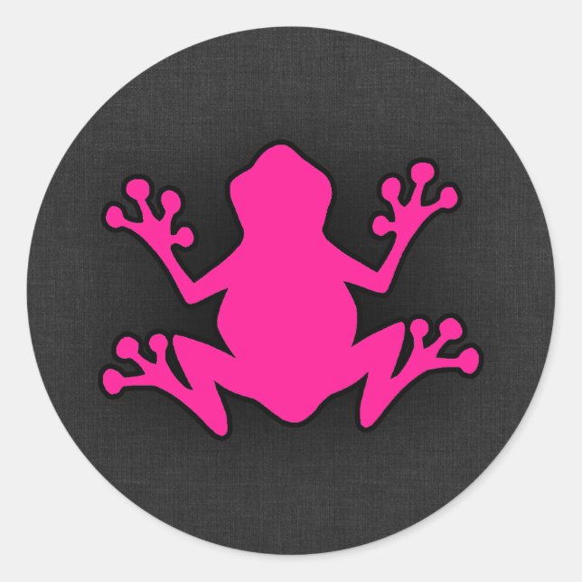 Hot Pink Frog Classic Round Sticker (Front)