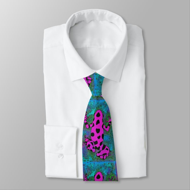 Hot Pink Frog with Black Spots Tie (Tied)