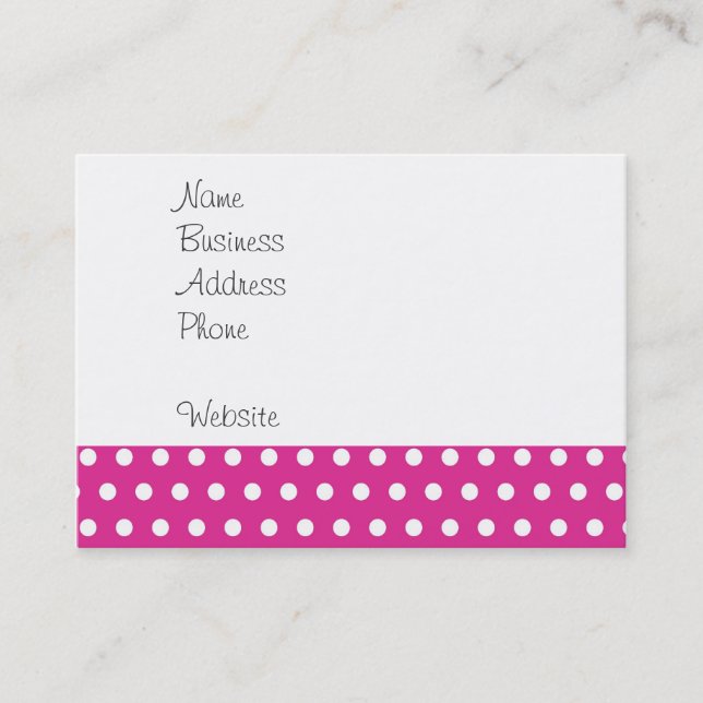 Hot Pink Fuchsia and White Polka Dots Pattern Gift Business Card (Front)