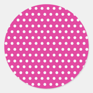 Hot Pink Fuchsia and White Polka Dots Pattern Gift Classic Round Sticker