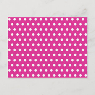 Hot Pink Fuchsia and White Polka Dots Pattern Gift Postcard
