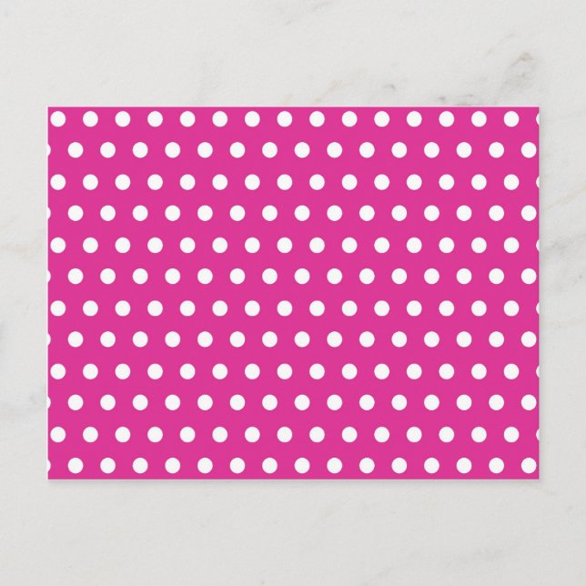 Hot Pink Fuchsia and White Polka Dots Pattern Gift Postcard (Front)