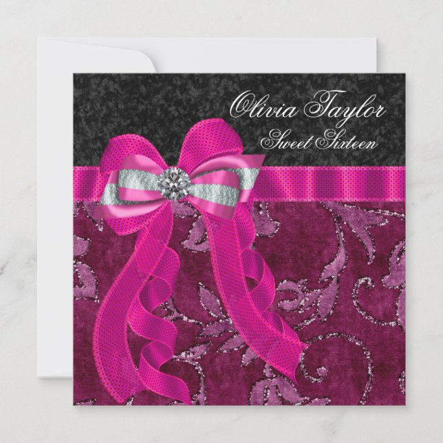 Hot Pink Fuchsia Birthday Party Invitation (Front)