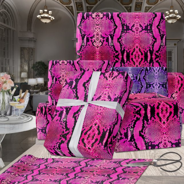 Hot Pink Fuchsia Boa Constrictor Snakeskin Wrappin Wrapping Paper (Creator Uploaded)
