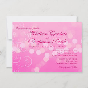 Hot Pink Fuchsia Bokeh Wedding Invitations