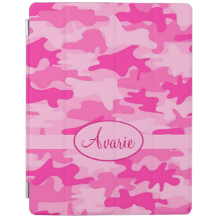 Hot Pink Fuchsia Camouflage Name Personalised iPad Cover