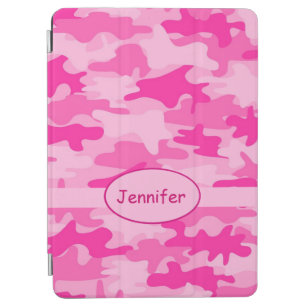 Hot Pink Fuchsia Camouflage Name Personalised iPad Air Cover