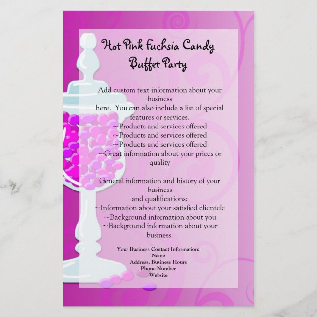 Hot Pink Fuchsia Candy Buffet Flyer (Front)