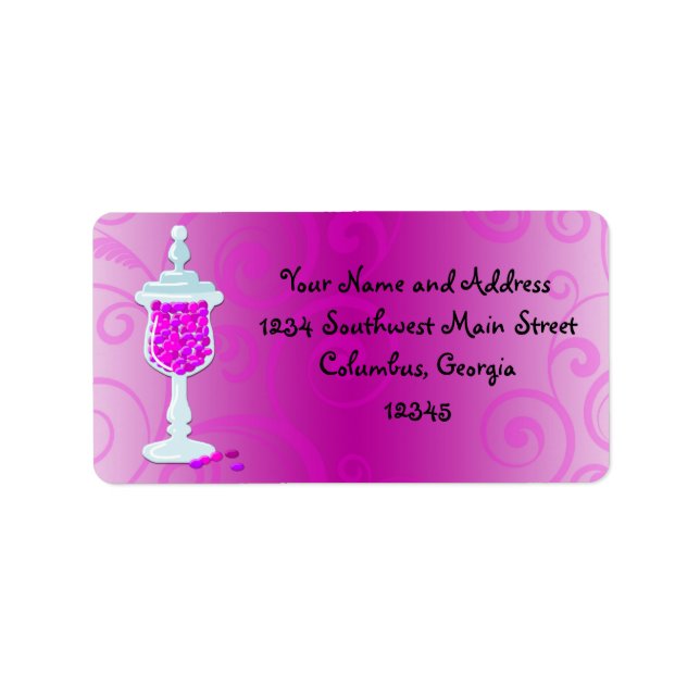 Hot Pink Fuchsia Candy Buffet Label (Front)