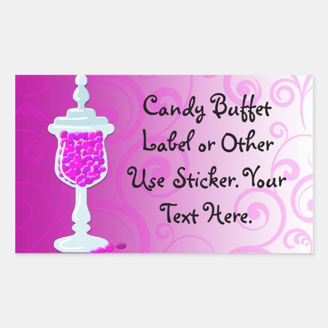Hot Pink Fuchsia Candy Buffet Rectangular Sticker (Front)