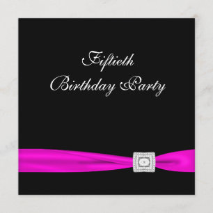 Hot Pink Fuchsia Classy 50th Birthday Party Invitation
