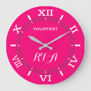 Hot Pink Fuchsia Decor Dial Easily Personalised Large Clock