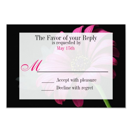 Hot Pink Fuchsia Gerber Daisy Flower Wedding RSVP Card