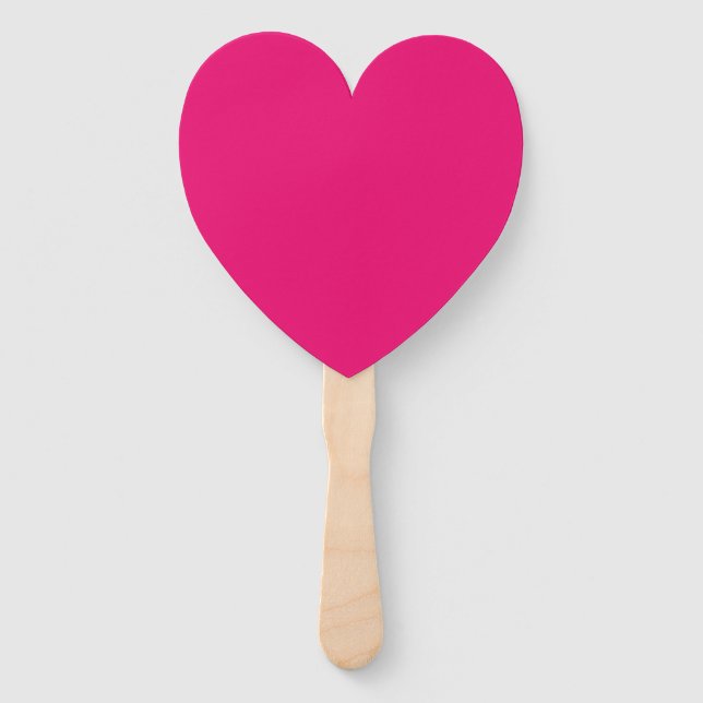 Hot Pink fuchsia heart hand fans (Front)