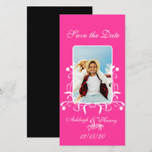 Hot Pink Fuchsia Save the Date Your Photo
