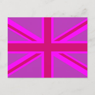 Hot Pink Fuchsia Union Jack Decor Postcard