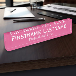 Hot Pink - Full Name and Professional Title Nameplate