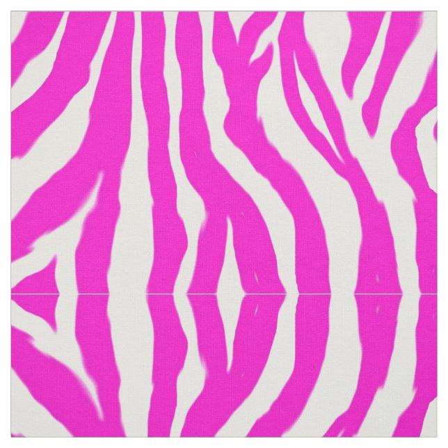 Hot Pink Fuschia White Zebra Animal Print Pattern Fabric (Swatch)